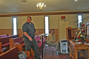 Pastor helping the youth choir and Bro. Jason holding doing the recording for us. 